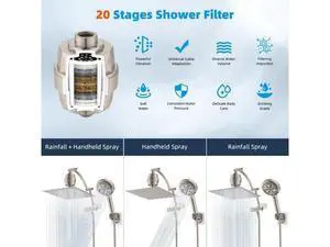 Hibbent All Metal 12'' Filtered Rainfall Shower Head Combo, High Pressure Handheld Shower Head with Hibbent All Metal 12'' Filtered Rainfall Shower Head Combo, High Pressure Handheld Shower Head with