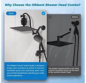 Hibbent Dual Filter All Metal 10"Rainfall Showerhead Combo, High Pressure Shower Head with 10-Spray Hibbent Dual Filter All Metal 10"Rainfall Showerhead Combo, High Pressure Shower Head with 10-Spray