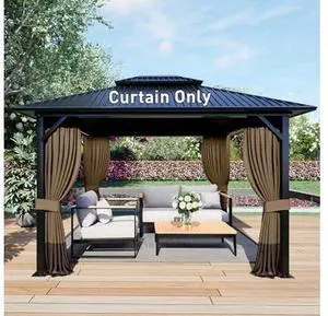 Aoodor 10x13 ft Outdoor Gazebo Curtains, 4 Panels Waterproof Privacy Sidewall Replacement with Zipper for Patio Pergola and Canopy, Light Coffee and Coffee Aoodor 10x13 ft Outdoor Gazebo Curtains, 4 Panels Waterproof Privacy Sidewall Replacement with Zipper for Patio Pergola and Canopy, Light Coffee and Coffee