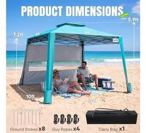 Quictent 10x10 Pop Up Canopy Tent with 1 Sidewall Lightweight, Portable, and Versatile for Beach and Sporting Events with Sun Protection and Easy Setup Quictent 10x10 Pop Up Canopy Tent with 1 Sidewall Lightweight, Portable, and Versatile for Beach and Sporting Events with Sun Protection and Easy Setup