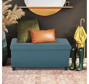 Dorriss Ottoman Storage Bench for Living Room Storage Ottoman with Tray Bedroom Foot Stool Storage Ottomans Coffee Table Lid Storage Footstool with Legs end of Bed Faxu Leather 30" Inch (D-Blue) Dorriss Ottoman Storage Bench for Living Room Storage Ottoman with Tray Bedroom Foot Stool Storage Ottomans Coffee Table Lid Storage Footstool with Legs end of Bed Faxu Leather 30" Inch (D-Blue)