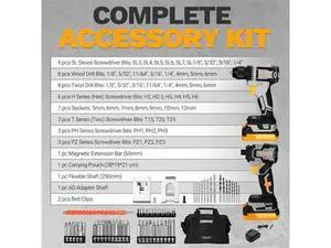 Cordless Drill & Impact Driver: DEKOPRO 20V Brushless Power Drill and 20V Brushless Impact Driver Set, Power Tool Set with 2x2.0Ah Batteries, Charger, Bag & 52xAccessories-Yellow Cordless Drill & Impact Driver: DEKOPRO 20V Brushless Power Drill and 20V Brushless Impact Driver Set, Power Tool Set with 2x2.0Ah Batteries, Charger, Bag & 52xAccessories-Yellow