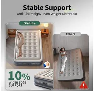 Full Air Mattress with Built-in Pump, 18" Raised Inflatable Air Bed for Guests, Home Use & Camping, Supports Up to 600 lbs Full Air Mattress with Built-in Pump, 18" Raised Inflatable Air Bed for Guests, Home Use & Camping, Supports Up to 600 lbs
