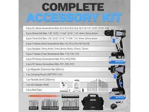 Cordless Drill & Impact Driver: DEKOPRO 20V Brushless Power Drill and 20V Brushless Impact Driver Set, Power Tool Set with 2 x 2.0Ah Batteries, Charger, Bag& 52 x Accessories-Blue Cordless Drill & Impact Driver: DEKOPRO 20V Brushless Power Drill and 20V Brushless Impact Driver Set, Power Tool Set with 2 x 2.0Ah Batteries, Charger, Bag& 52 x Accessories-Blue