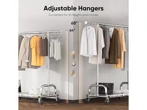 HOKEEPER Clothes Rack with Cover Clothing Racks for Hanging Clothes Heavy Duty Garment Rack, Adjustable Coat Rack with Lockable Wheels, Portable Closet for Bedroom, Living Room Laundry, Balcony HOKEEPER Clothes Rack with Cover Clothing Racks for Hanging Clothes Heavy Duty Garment Rack, Adjustable Coat Rack with Lockable Wheels, Portable Closet for Bedroom, Living Room Laundry, Balcony