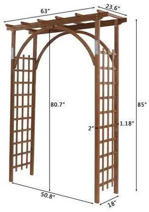 85in Wooden Arbor Garden Arch, Wedding Arch for Ceremony, Wood Trellis for Plant Climbing, Christmas Decor Pergola for Garden Backyard, Lawn (Brown) 85in Wooden Arbor Garden Arch, Wedding Arch for Ceremony, Wood Trellis for Plant Climbing, Christmas Decor Pergola for Garden Backyard, Lawn (Brown)