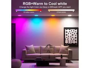 Recessed Lighting 6 Inch RGBCW Color Changing Smart Recessed Ceiling Lights 16W 1350LM LED Downlights Dimmable by Alexa & APP, 2700K-6500K,16 Million Colors - DIY Scenes - Timer - 23 Modes (12 Pack) Recessed Lighting 6 Inch RGBCW Color Changing Smart Recessed Ceiling Lights 16W 1350LM LED Downlights Dimmable by Alexa & APP, 2700K-6500K,16 Million Colors - DIY Scenes - Timer - 23 Modes (12 Pack)