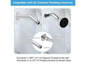 Hibbent Shower Head Combo with Shower Arm Flange Hibbent Shower Head Combo with Shower Arm Flange