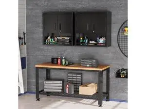 Garage Wall Cabinet with Locking Doors and Adjustable Shelf, Metal Wall Cabinet, Floating Upper Storage Cabinet (Black, 30''W x 12''D x 30''H) Garage Wall Cabinet with Locking Doors and Adjustable Shelf, Metal Wall Cabinet, Floating Upper Storage Cabinet (Black, 30''W x 12''D x 30''H)