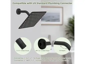 Hibbent All Metal 10'' Rainfall Shower Head, Shower Head Combo, Handheld Shower Wand, 16'' Adjustabl Hibbent All Metal 10'' Rainfall Shower Head, Shower Head Combo, Handheld Shower Wand, 16'' Adjustabl