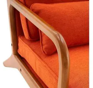 Linen Burnt Orange Mid Century Modern Accent Chair, Soild Wood Padding Lounge Armchairs Side Sitting Chairs for Living Room, Bedroom, Guest Room Linen Burnt Orange Mid Century Modern Accent Chair, Soild Wood Padding Lounge Armchairs Side Sitting Chairs for Living Room, Bedroom, Guest Room
