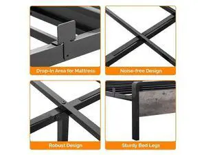 Full Platform Bed Frame with LED Headboard & Footboard, 2 AC 2 USB 1 Type-C Charging Ports, 12-Inch Under-Bed Storage Space, Heavy Duty Metal Double Bed, Modern Apartment Bedroom,Wash Gray Full Platform Bed Frame with LED Headboard & Footboard, 2 AC 2 USB 1 Type-C Charging Ports, 12-Inch Under-Bed Storage Space, Heavy Duty Metal Double Bed, Modern Apartment Bedroom,Wash Gray