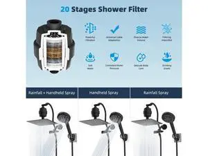 Hibbent All Metal 12'' Dual Filtered Rainfall Shower Head Combo, High Pressure Handheld Shower Head Hibbent All Metal 12'' Dual Filtered Rainfall Shower Head Combo, High Pressure Handheld Shower Head