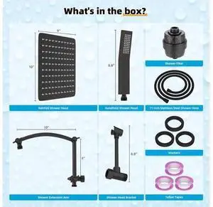 Hibbent Metal 10'' Filtered Rainfall Shower Head with Handheld Combo, High Pressure Shower Wand, 16' Hibbent Metal 10'' Filtered Rainfall Shower Head with Handheld Combo, High Pressure Shower Wand, 16'