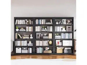 5 Tier Bookshelf, 61" H Metal Bookshelf, Metal Bookcase with Adjustable Storage Shelves, Heavy Duty 5 Tier Bookshelf, 61" H Metal Bookshelf, Metal Bookcase with Adjustable Storage Shelves, Heavy Duty