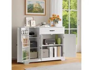 Ahomly Buffet Cabinet with Storage - 42'' Large Kitchen Storage with Shelves and Doors, Modern Coffee Bar Cabinet for Kitchen, Dining Room, Living Room, White Ahomly Buffet Cabinet with Storage - 42'' Large Kitchen Storage with Shelves and Doors, Modern Coffee Bar Cabinet for Kitchen, Dining Room, Living Room, White
