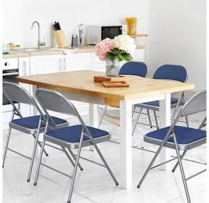 6 Pack Folding Chairs with Padded Seats, Metal Frame with Fabric Seat & Back, Capacity 350 lbs, Blue, Set of 6 6 Pack Folding Chairs with Padded Seats, Metal Frame with Fabric Seat & Back, Capacity 350 lbs, Blue, Set of 6
