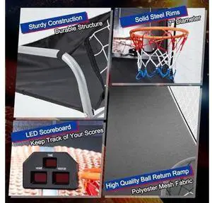 Arcade Basketball Game, Dual Shot Electronic Basketball Game with 8 Game Modes, LCD Score Display, and 4 Rubber Balls, Indoor Basketball Arcade Game for Home Arcade Basketball Game, Dual Shot Electronic Basketball Game with 8 Game Modes, LCD Score Display, and 4 Rubber Balls, Indoor Basketball Arcade Game for Home