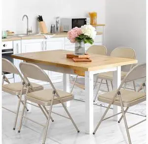 6 Pack Folding Chairs with Padded Seats, Metal Frame with Pu Leather Seat & Back, Capacity 350 lbs, Set of 6, Khaki 6 Pack Folding Chairs with Padded Seats, Metal Frame with Pu Leather Seat & Back, Capacity 350 lbs, Set of 6, Khaki