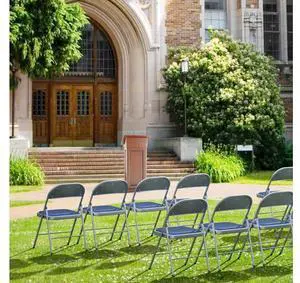 6 Pack Folding Chairs with Padded Seats, Metal Frame with Pu Leather Seat & Back, Capacity 350 lbs, Blue 6 Pack Folding Chairs with Padded Seats, Metal Frame with Pu Leather Seat & Back, Capacity 350 lbs, Blue