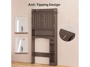 Ahomly Over The Toilet Storage Cabinet, 32.3" W Over Toilet Bathroom Organizer with Doors, Adjustable Shelves, Toilet Paper Holder, 2 Side Hooks, Space-Saver for Bathroom, Laundry, Espresso Ahomly Over The Toilet Storage Cabinet, 32.3" W Over Toilet Bathroom Organizer with Doors, Adjustable Shelves, Toilet Paper Holder, 2 Side Hooks, Space-Saver for Bathroom, Laundry, Espresso