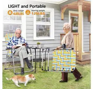 Aluminum Oversize Patio Lawn Chairs Folding Set of 2 with Detachable Cup Holder, Webbed Beach Chair Folding Chair Outdoor Portable Camping Chair for Yard, Garden Aluminum Oversize Patio Lawn Chairs Folding Set of 2 with Detachable Cup Holder, Webbed Beach Chair Folding Chair Outdoor Portable Camping Chair for Yard, Garden