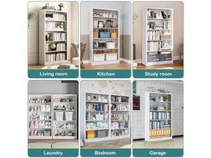 Heavy-Duty Steel Open Storage Cabinet with Adjustable Shelves, 5-Tier Shelving Unit, Easy Assembly F Heavy-Duty Steel Open Storage Cabinet with Adjustable Shelves, 5-Tier Shelving Unit, Easy Assembly F
