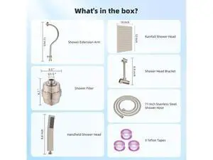 Hibbent All Metal 12'' Filtered Rainfall Shower Head Combo, High Pressure Handheld Shower Wand, 12'' Hibbent All Metal 12'' Filtered Rainfall Shower Head Combo, High Pressure Handheld Shower Wand, 12''