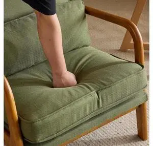 Dark Green Linen Mid Century Modern Accent Chair, Soild Wood Padding Lounge Armchairs Side Sitting Chairs for Living Room, Bedroom, Guest Room Dark Green Linen Mid Century Modern Accent Chair, Soild Wood Padding Lounge Armchairs Side Sitting Chairs for Living Room, Bedroom, Guest Room