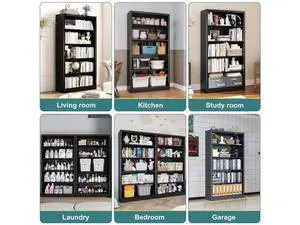 Heavy-Duty Metal Open Storage Cabinet with Adjustable Shelves, 5-Tier Shelving Unit, Easy Assembly F Heavy-Duty Metal Open Storage Cabinet with Adjustable Shelves, 5-Tier Shelving Unit, Easy Assembly F