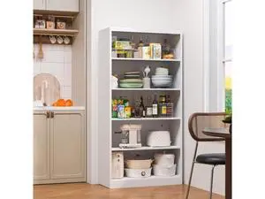 OSEILLC Bookcase,5 Tier White Bookshelves,55" Tall Free Standing Metal Bookcase with Adjustable Stor OSEILLC Bookcase,5 Tier White Bookshelves,55" Tall Free Standing Metal Bookcase with Adjustable Stor