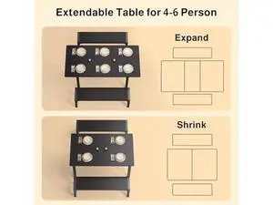 Ahomly 63 Large Extendable Dining Table Set for 4-6 with 180° Smart-Flip Pivot, Kitchen Table Set with Bench, Dining Room Table with Metal Frame & MDF Board, Perfect for Small Space, Black Ahomly 63 Large Extendable Dining Table Set for 4-6 with 180° Smart-Flip Pivot, Kitchen Table Set with Bench, Dining Room Table with Metal Frame & MDF Board, Perfect for Small Space, Black