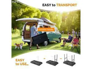 Portable Cooler Table with Extra Storage Shelf, Alloy Steel, Black, Picetable Model Portable Cooler Table with Extra Storage Shelf, Alloy Steel, Black, Picetable Model
