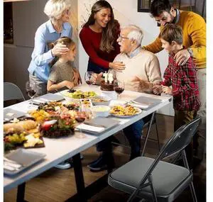 6 Pack Folding Chairs with Padded Seats, Metal Frame with Fabric Seat & Back, Capacity 350 lbs, Gray, Set of 6 6 Pack Folding Chairs with Padded Seats, Metal Frame with Fabric Seat & Back, Capacity 350 lbs, Gray, Set of 6