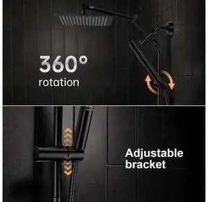 All Metal 10" Black Shower Head with Handheld, Luxurious Square Double Rain Shower Heads with Power Wash Hand Held,Dual High Pressure Detachable Rainfall Showerhead with Arm,Bathroom,Matte Black All Metal 10" Black Shower Head with Handheld, Luxurious Square Double Rain Shower Heads with Power Wash Hand Held,Dual High Pressure Detachable Rainfall Showerhead with Arm,Bathroom,Matte Black