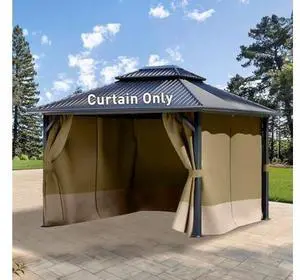 Aoodor 12x14 ft Outdoor Gazebo Curtains, 4 Panels Waterproof Privacy Sidewall Replacement with Zipper for Patio Pergola and Canopy, Khaki and Sand Yellow Aoodor 12x14 ft Outdoor Gazebo Curtains, 4 Panels Waterproof Privacy Sidewall Replacement with Zipper for Patio Pergola and Canopy, Khaki and Sand Yellow