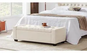Huatean Home 43" Ottoman with Storage, Storage Ottoman Bench with Safety Hinge, Upholstered Entryway Bench with Seating for Bedroom, Living Room, Holds up to 330 lb, Dark Gray Huatean Home 43" Ottoman with Storage, Storage Ottoman Bench with Safety Hinge, Upholstered Entryway Bench with Seating for Bedroom, Living Room, Holds up to 330 lb, Dark Gray