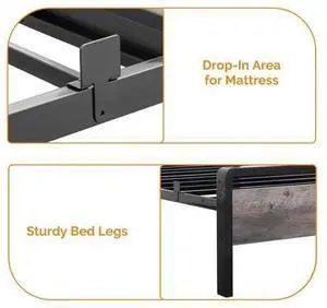 Twin Bed Frame with LED Headboard & Footboard, USB Charging Station, Metal Single Platform with 12-Inch Under Bed Storage Space for Dorm Bedroom Kids Teen Guest Room, Wash Gray Twin Bed Frame with LED Headboard & Footboard, USB Charging Station, Metal Single Platform with 12-Inch Under Bed Storage Space for Dorm Bedroom Kids Teen Guest Room, Wash Gray