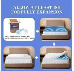 Cooling 5 lnch Queen Size Dual Layer Mattress Topper, 3 Inch Egg Crate Gel Memory Foam, 2 Inch Pillow Top Pad, Bedroom Essentials Mattresses Cover, Extra Comfortable Sleep and Back Pain Relief Cooling 5 lnch Queen Size Dual Layer Mattress Topper, 3 Inch Egg Crate Gel Memory Foam, 2 Inch Pillow Top Pad, Bedroom Essentials Mattresses Cover, Extra Comfortable Sleep and Back Pain Relief