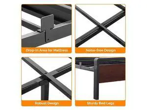 Full Size Bed Frame with LED Thicker Headboard & Footboard, USB Charging Station, 12-Inch Under-Bed Storage Space, Heavy Duty Metal Double Platform, Modern Apartment Bedroom, Mahogany Brown Full Size Bed Frame with LED Thicker Headboard & Footboard, USB Charging Station, 12-Inch Under-Bed Storage Space, Heavy Duty Metal Double Platform, Modern Apartment Bedroom, Mahogany Brown