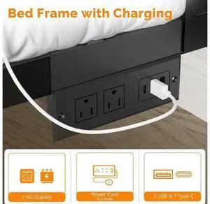 Queen Bed Frame with Thicker Headboard & Footboard, LED, USB Charging Station, 12-Inch Under-Bed Storage Space, Heavy Duty Metal Panel Platform, Modern Apartment Bedroom, Mahogany Brown Queen Bed Frame with Thicker Headboard & Footboard, LED, USB Charging Station, 12-Inch Under-Bed Storage Space, Heavy Duty Metal Panel Platform, Modern Apartment Bedroom, Mahogany Brown