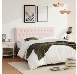 Huatean Home Tufted Upholstered Headboard Full Size, Solid Wood Head Board with Durable Metal Legs, Adjustable Height Bed headboard from 37 to 51 Fabric Headboard in Modern Button Design, Pink Huatean Home Tufted Upholstered Headboard Full Size, Solid Wood Head Board with Durable Metal Legs, Adjustable Height Bed headboard from 37 to 51 Fabric Headboard in Modern Button Design, Pink