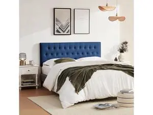 Huatean Home Tufted Upholstered Headboard Queen Size, Solid Wood Head Board with Metal Legs, Adjustable Height Bed headboard from 37" to 51" Fabric Headboard in Modern Button Design, Blue Huatean Home Tufted Upholstered Headboard Queen Size, Solid Wood Head Board with Metal Legs, Adjustable Height Bed headboard from 37" to 51" Fabric Headboard in Modern Button Design, Blue