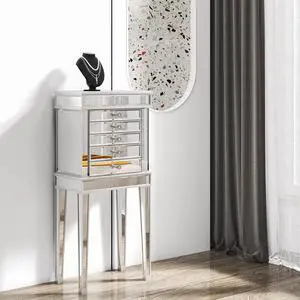 Mirrored Jewelry Armoire, Mirror Jewelry Cabinet Standing with 6 Drawers & 2 Side Doors, Jewelry Armoire Cabinet, Standing Jewelry Box, Mirrored Jewelry Chest, Standing Jewelry Box, Silver Mirrored Jewelry Armoire, Mirror Jewelry Cabinet Standing with 6 Drawers & 2 Side Doors, Jewelry Armoire Cabinet, Standing Jewelry Box, Mirrored Jewelry Chest, Standing Jewelry Box, Silver