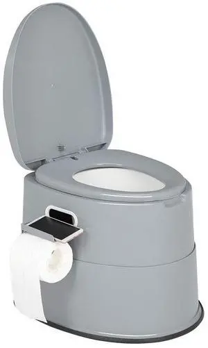 Portable Toilet | Indoor Outdoor Commode w/Detachable Inner Bucket & Removable Paper Holder, Lightweight & Compact for Camping, Boat, Van, Emergency Use (Grey) Portable Toilet | Indoor Outdoor Commode w/Detachable Inner Bucket & Removable Paper Holder, Lightweight & Compact for Camping, Boat, Van, Emergency Use (Grey)