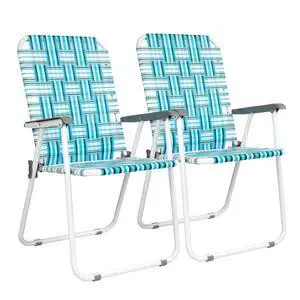 Patio Lawn Webbed Folding Chairs Set of 2, Outdoor Beach Chair Portable Dining Chair for Outdoor Yard, Garden (White & Blue, Classic) Patio Lawn Webbed Folding Chairs Set of 2, Outdoor Beach Chair Portable Dining Chair for Outdoor Yard, Garden (White & Blue, Classic)