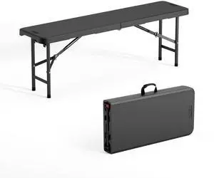 4 feet Plastic Folding Bench,Portable in/Outdoor Picnic Party Camping Dining Seat, Garden Soccer Multipurpose Entertaining Activities, Smooth HDPE Tabletop (1, Black, 4ft) 4 feet Plastic Folding Bench,Portable in/Outdoor Picnic Party Camping Dining Seat, Garden Soccer Multipurpose Entertaining Activities, Smooth HDPE Tabletop (1, Black, 4ft)