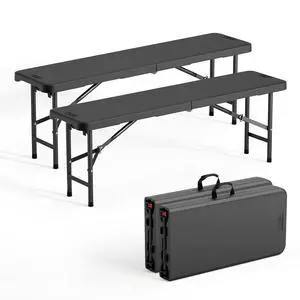 4 feet Plastic Folding Bench,Portable in/Outdoor Picnic Party Camping Dining Seat, Garden Soccer Multipurpose Entertaining Activities, Smooth HDPE Tabletop (2, Black, 4ft) 4 feet Plastic Folding Bench,Portable in/Outdoor Picnic Party Camping Dining Seat, Garden Soccer Multipurpose Entertaining Activities, Smooth HDPE Tabletop (2, Black, 4ft)