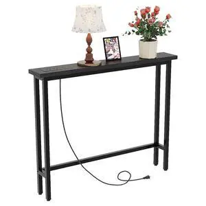 39" Console Table with Power Outlet, 5.9" Narrow Sofa Table, Black | Entryway Table with Charging Station & 4.9 Ft Extension Cord & Adjustable Feet, behind Couch Table for Living Room, Hallway 39" Console Table with Power Outlet, 5.9" Narrow Sofa Table, Black | Entryway Table with Charging Station & 4.9 Ft Extension Cord & Adjustable Feet, behind Couch Table for Living Room, Hallway