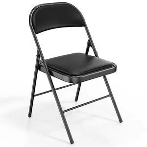 1 Pack Folding Chairs with Padded Seats, Metal Frame with Pu Leather Seat & Back, Capacity 350 lbs, Set of 1, Black 1 Pack Folding Chairs with Padded Seats, Metal Frame with Pu Leather Seat & Back, Capacity 350 lbs, Set of 1, Black